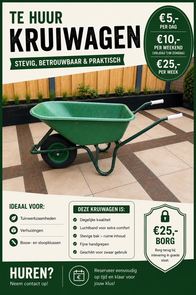 Kruiwagen te huur – ideaal voor eenmalige klusjes, Ophalen