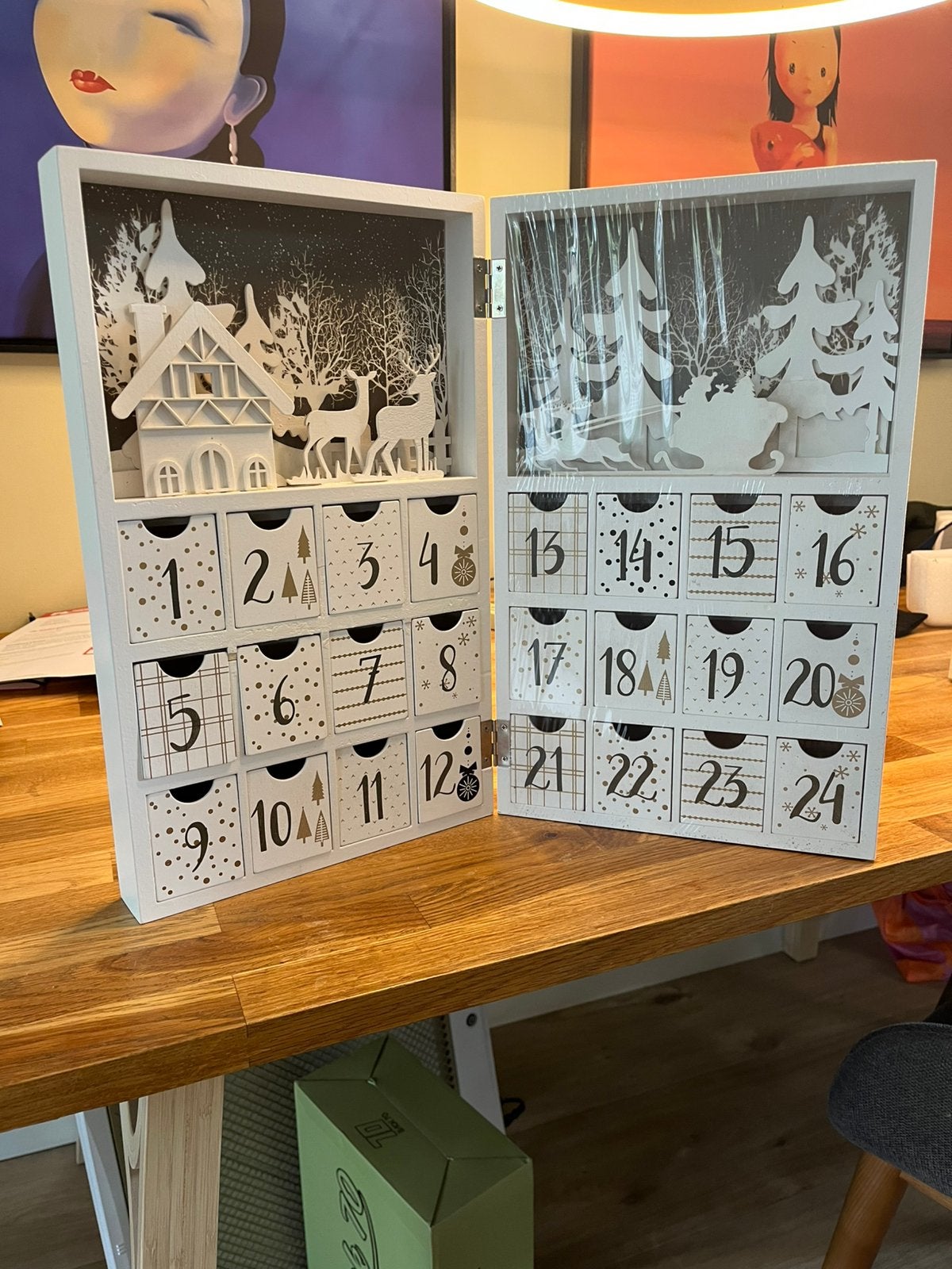 Advent kalender Nieuw in doos, Hout, Nieuw, Ophalen of Verzenden, Wit