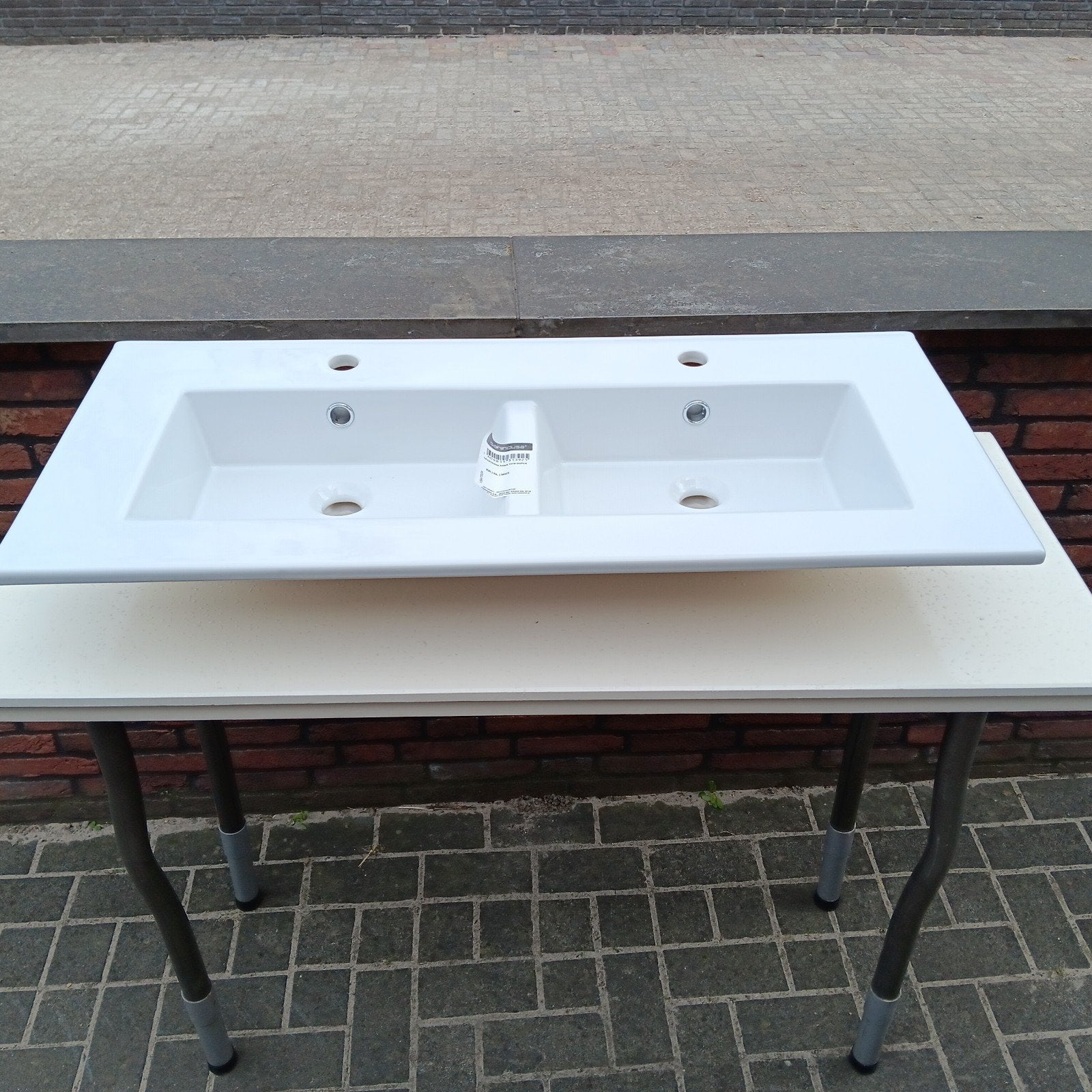 Sanindusa Area 101 dubbele wastafel nieuwe, Ophalen of Verzenden, Nieuw, Wastafel