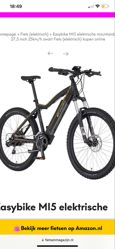 Easybike MI5 elektrische mountainbike 27,5 inch, Overige merken, Nieuw, Ophalen of Verzenden, 51 tot 55 cm