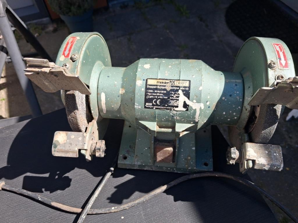 Meister Craft Dubbele Slijpmachine MDS 125, Doe-het-zelf en Verbouw, Gereedschap | Slijpmachines, Gebruikt, Werkbankslijpmachine