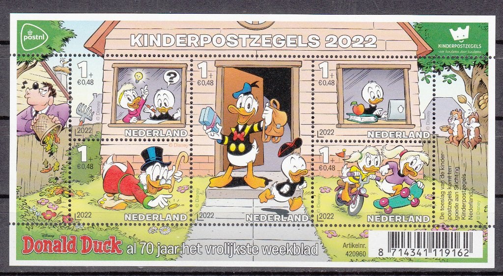 2022 nr 4059 , kinderpostzegels, Donald Duck, Postzegels en Munten, Postzegels | Nederland, Ophalen of Verzenden, Na 1940, Postfris