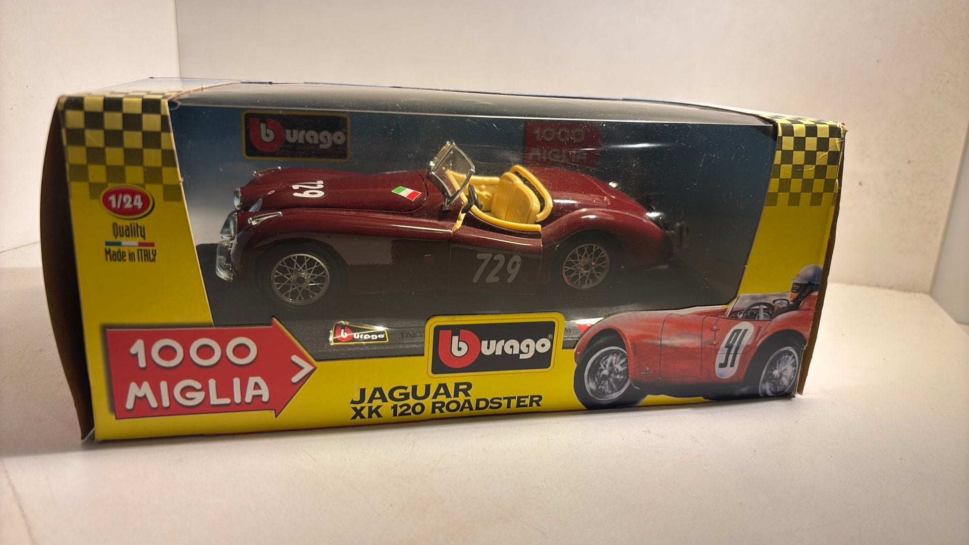 Jaguar xk120 roadster 1000 miglia bburago 1.24