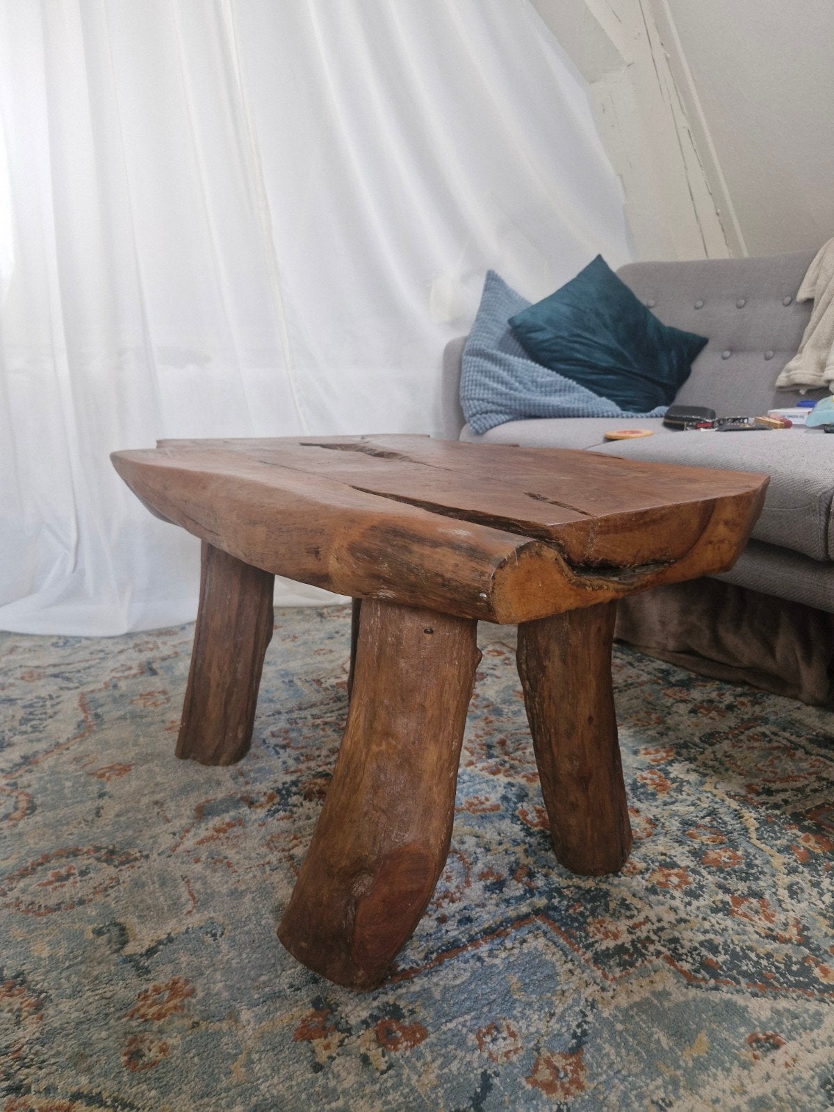 Antieke houten tafel, Gebruikt, 75 cm of meer, Rechthoekig, Hout