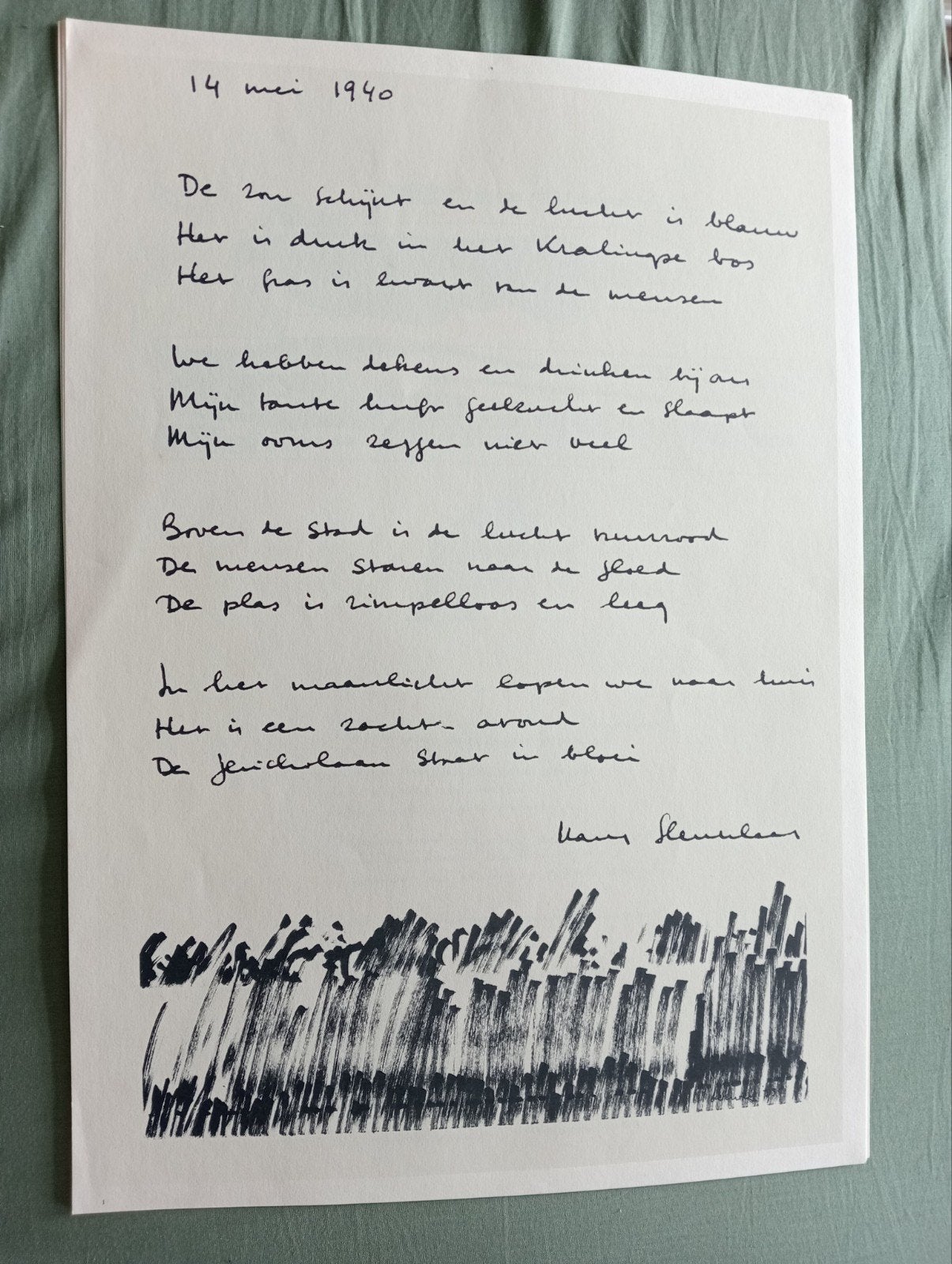 Hans Sleutelaar ism. J.C.Verweij prent 1980, Ophalen of Verzenden, 1980 tot heden, Overige onderwerpen