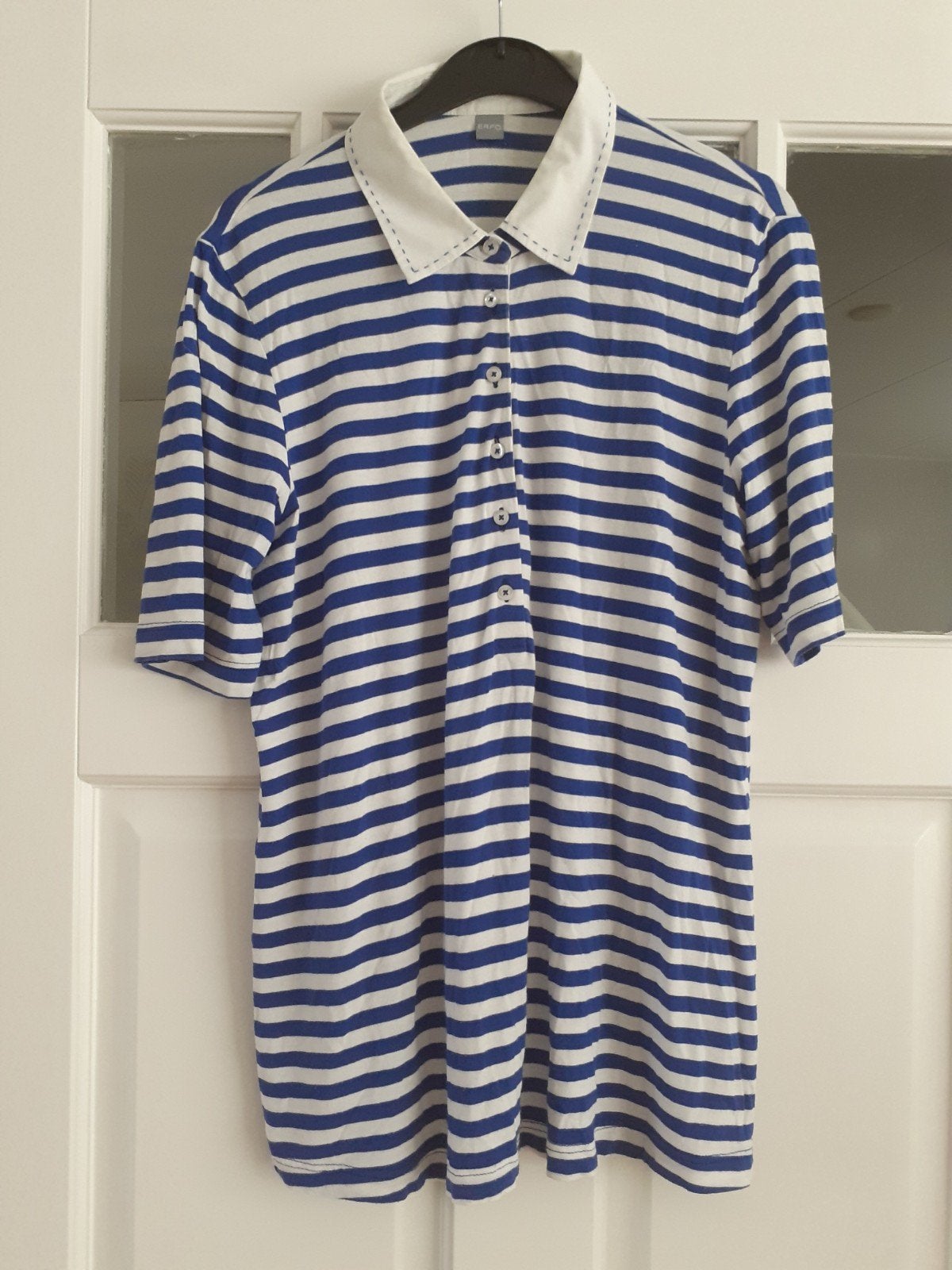 Erfo gestreepte top polo in nieuwstaat maat 42, Blauw, Erfo, Maat 42/44 (L), Ophalen of Verzenden