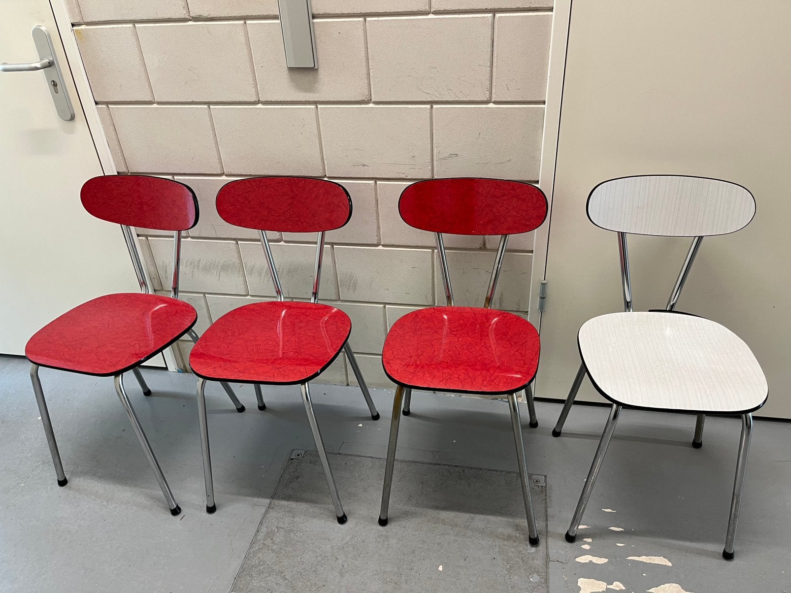 Vintage Formica Eethoek Jaren 60 – Tafel met 4 Stoelen, Ophalen, Zo goed als nieuw