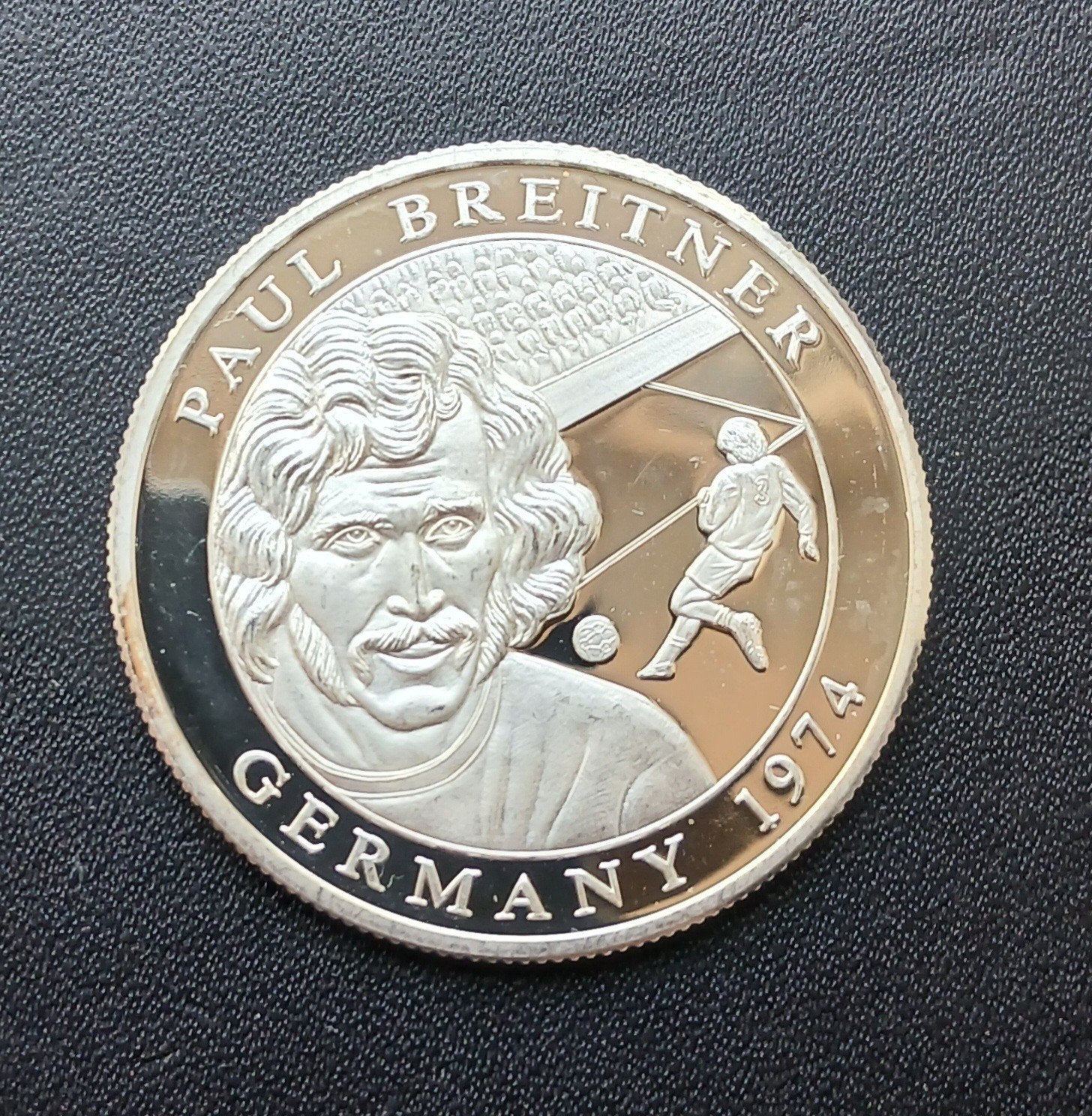Liberia: 10 dollars 2001 Paul Breitner, Postzegels en Munten, Munten | Afrika, Verzenden, Overige landen, Losse munt, Zilver
