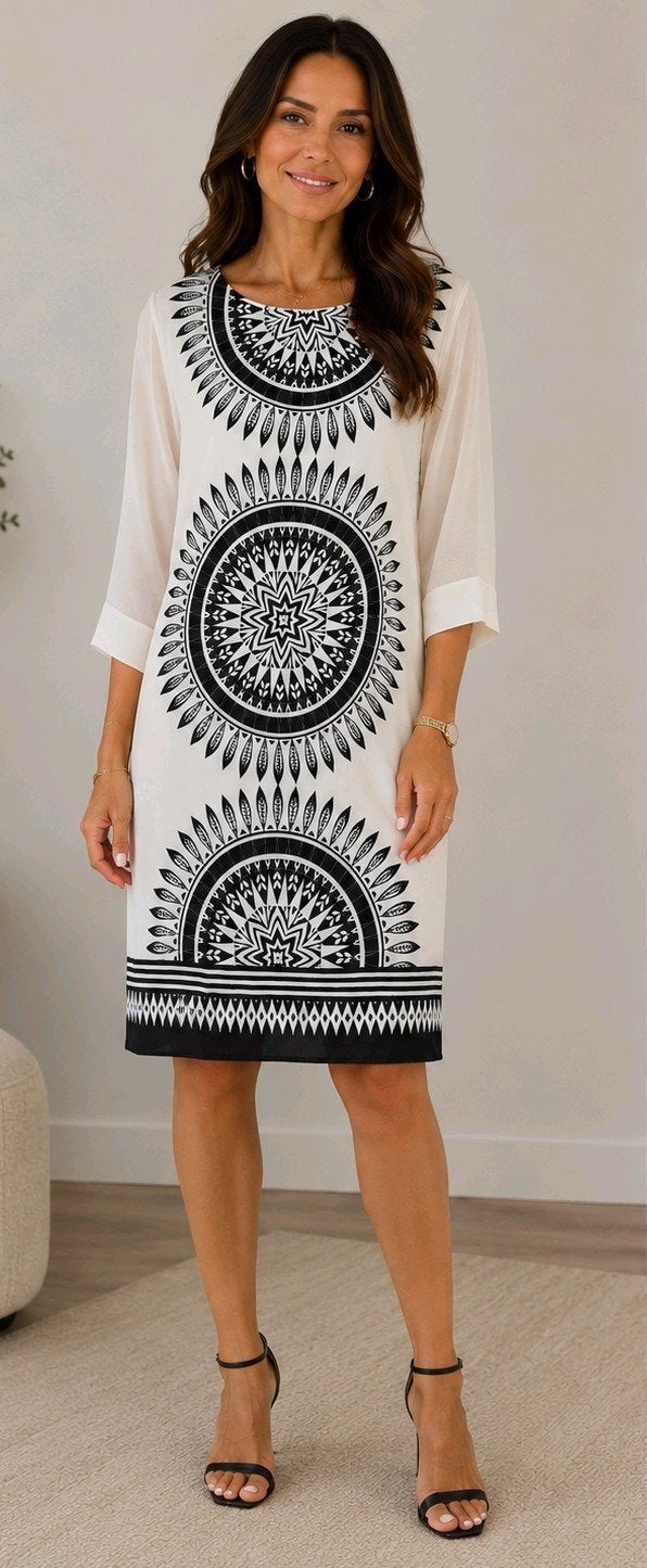Ana Alcazar jurk zwart/wit met grafische print – maat 38 – z, Kleding | Dames, Maat 38/40 (M), Zwart, Ophalen of Verzenden, Zo goed als nieuw