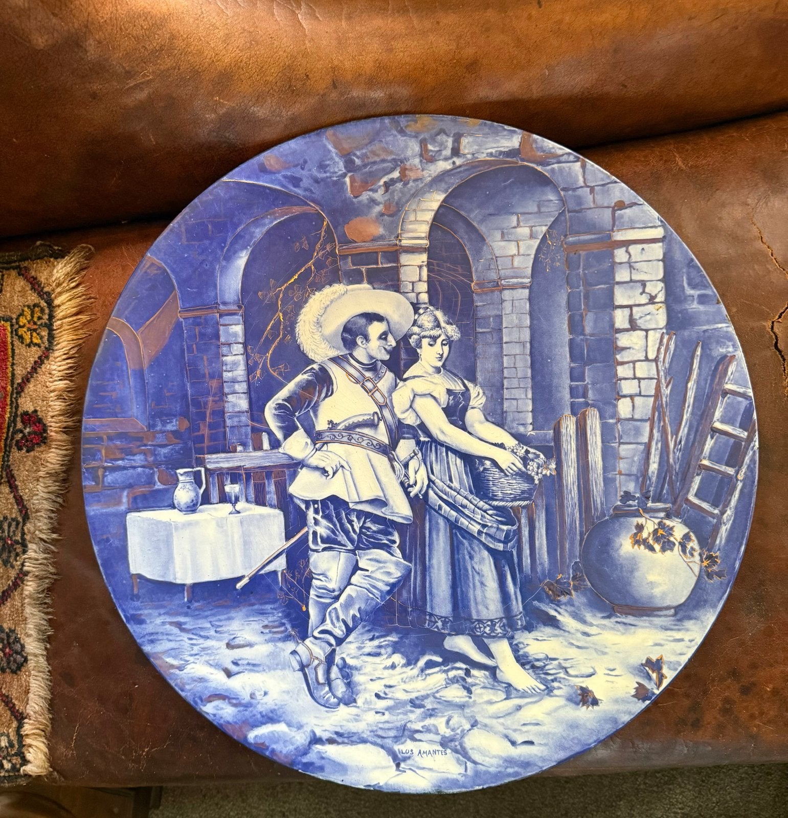 2 Chinese borden 54cm - Gesigneerd Los Amantos & Vino Musi, Antiek en Kunst, Antiek | Wandborden en Tegels, Ophalen