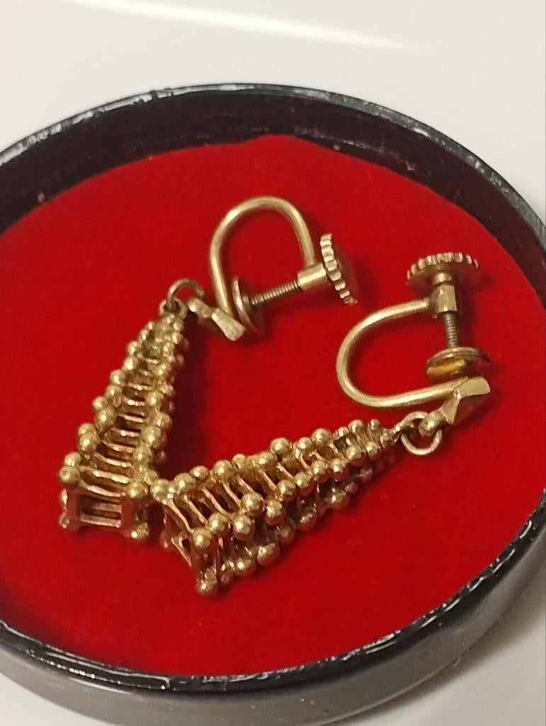 Vintage jaren 60 Amerik K&L gold filled klem oorbellen, Ophalen of Verzenden, Goud, Overige materialen