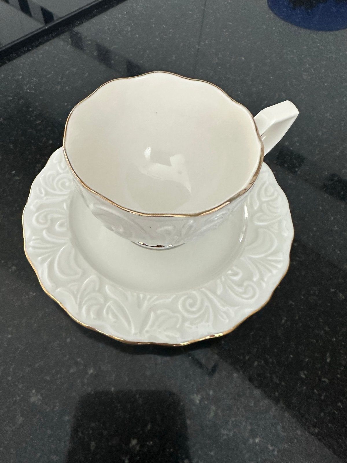 5 stuks Turkse koffie kop en schotel met gouden randje, Ophalen, Klassiek, Zo goed als nieuw, Kop(pen) en/of Schotel(s)