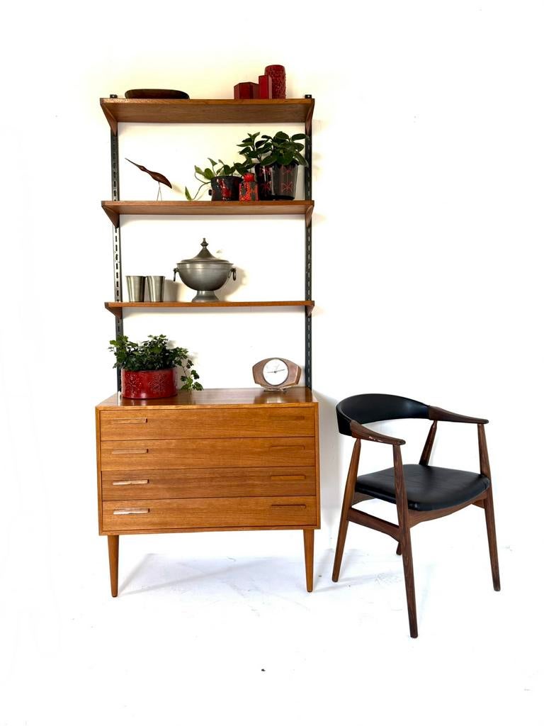 Vintage modulair wandsysteem, Kai Kristiansen ‘60, Huis en Inrichting, Met plank(en), Teakhout, Ophalen of Verzenden, Zo goed als nieuw