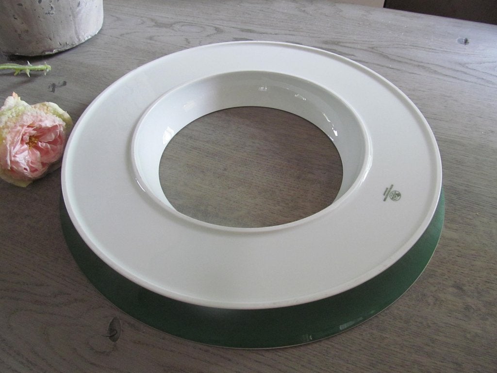 Hutschenreuther Grote Serveerschaal / Ring Groen / Wit, Overige merken, Keramiek, Ophalen of Verzenden, Overige stijlen