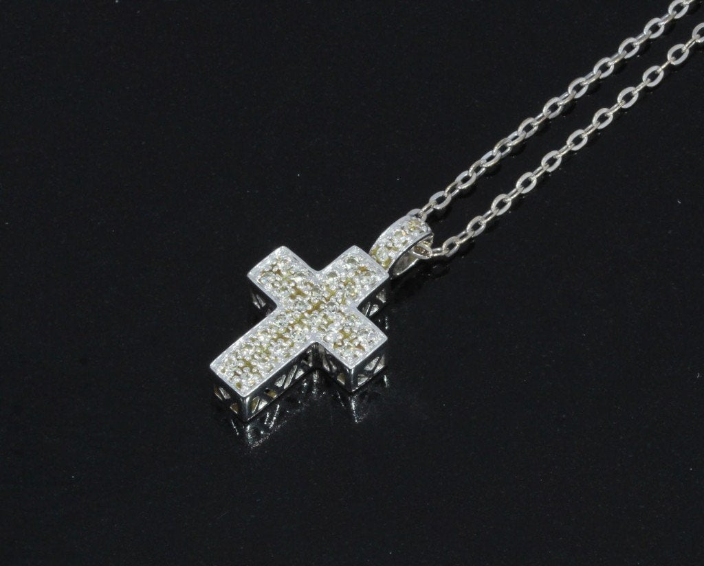 Diamanten kruis luxe 14k ketting en hanger goud briljant, Voordeelsieraden, Ophalen of Verzenden, Zo goed als nieuw, Met edelsteen
