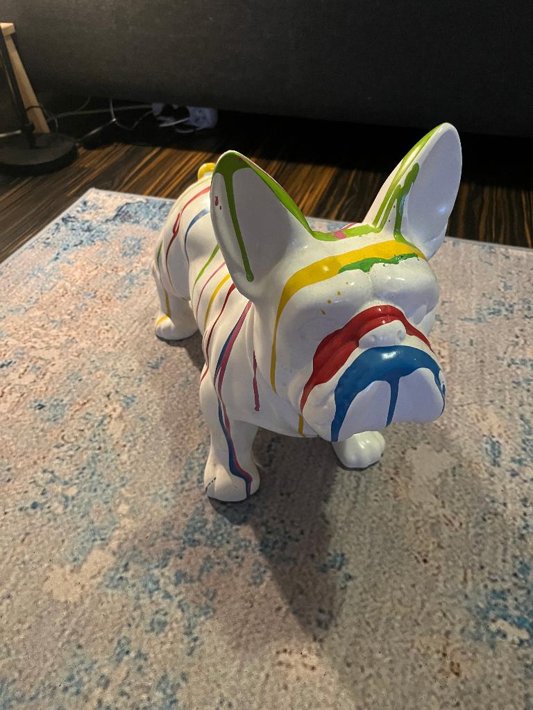 Unieke Pop Art Franse Bulldog - Kleurrijk Design Beeld, Handgemaakt, Decoratieobject, Zo goed als nieuw, Modern