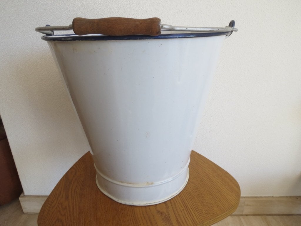 Vintage Emaille Emmer - Wit, Ophalen of Verzenden