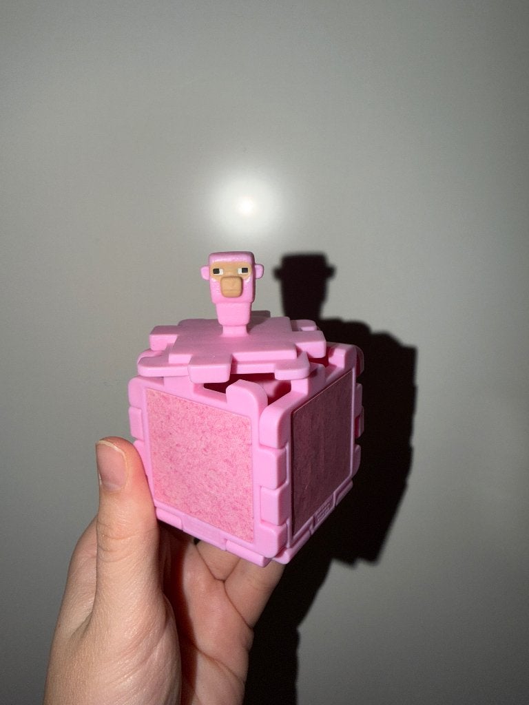 Minecraft kubus speelgoed / opbergdoosje (Roze), Verzamelen, Ophalen of Verzenden, Zo goed als nieuw