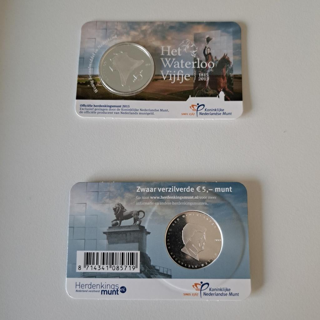 Waterloo Vijfje Coincard 2015 UNC, Ophalen of Verzenden, Koningin Beatrix, Euro's, Losse munt