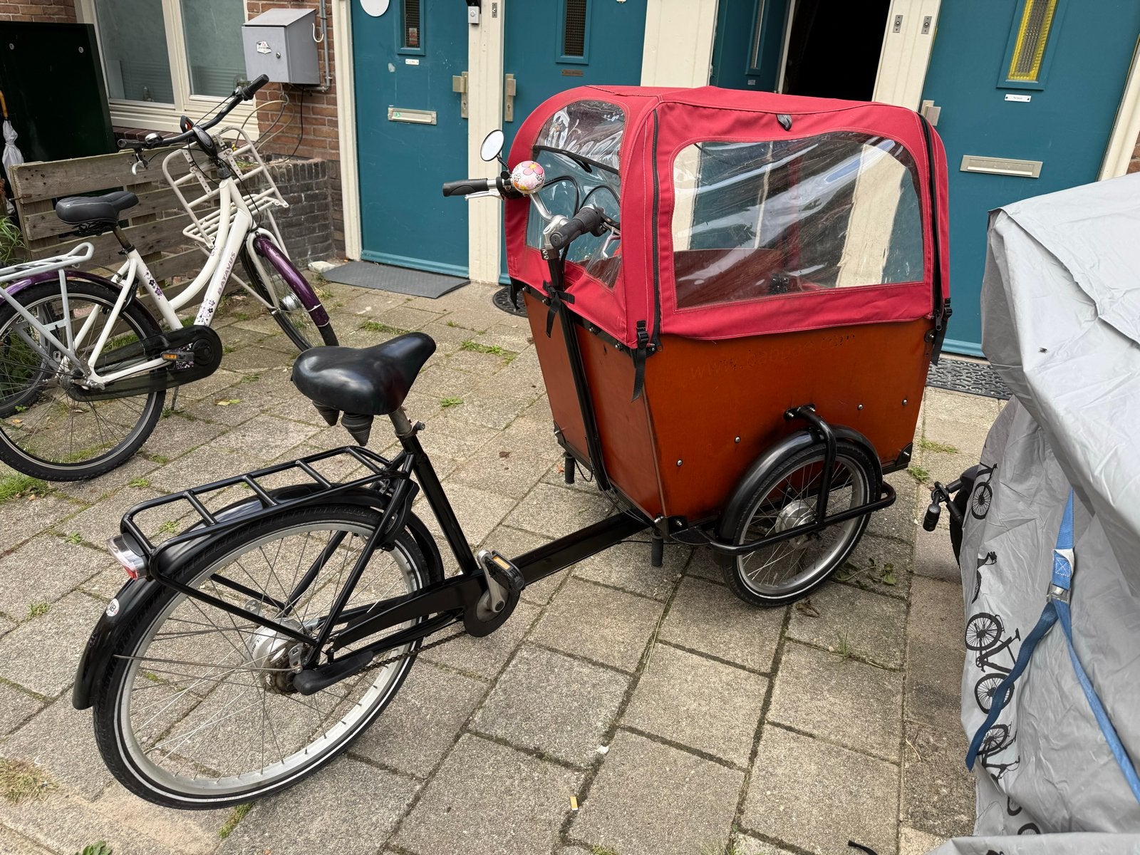 Babboe Big bakfiets met huif, 4 kinderen of meer, Huif, Zo goed als nieuw, Trommelrem