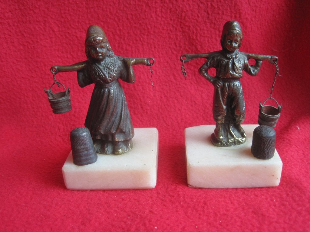2 antieke bronzen beeldjes, Ophalen of Verzenden, Gebruikt, Mens