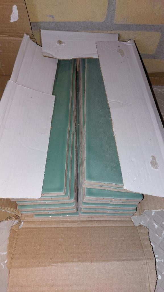 Equipe wandtegel Masia jade groen glans 7,5x15cm – Langwerpi, Ophalen, 30 cm of meer, 50 tot 150 cm, Nieuw