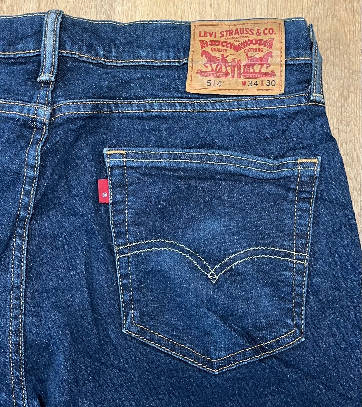 Levi’s 514 straight jeans marineblauw - Maat W34 L30, Ophalen of Verzenden, Zo goed als nieuw, Blauw, W33 - W34 (confectie 48/50)