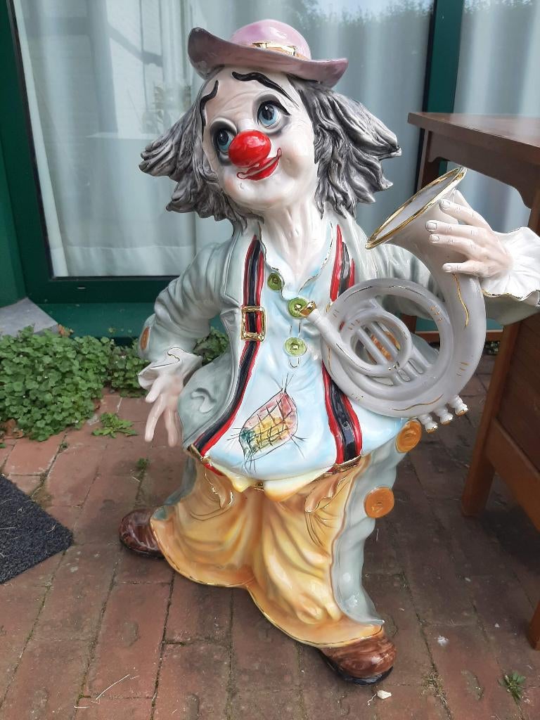 aardewerk 85 cm Italiaanse figurine CLOWN capodimonte, Ophalen