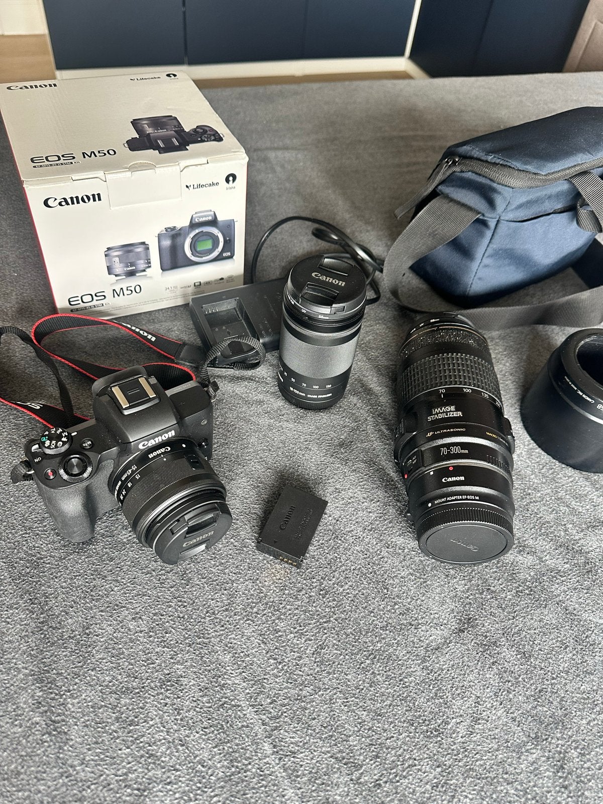 Canon EOS M50 systeemcamera met 3 lenzen en accessoires, Canon, Beeldstabilisatie, Ophalen of Verzenden, Zo goed als nieuw