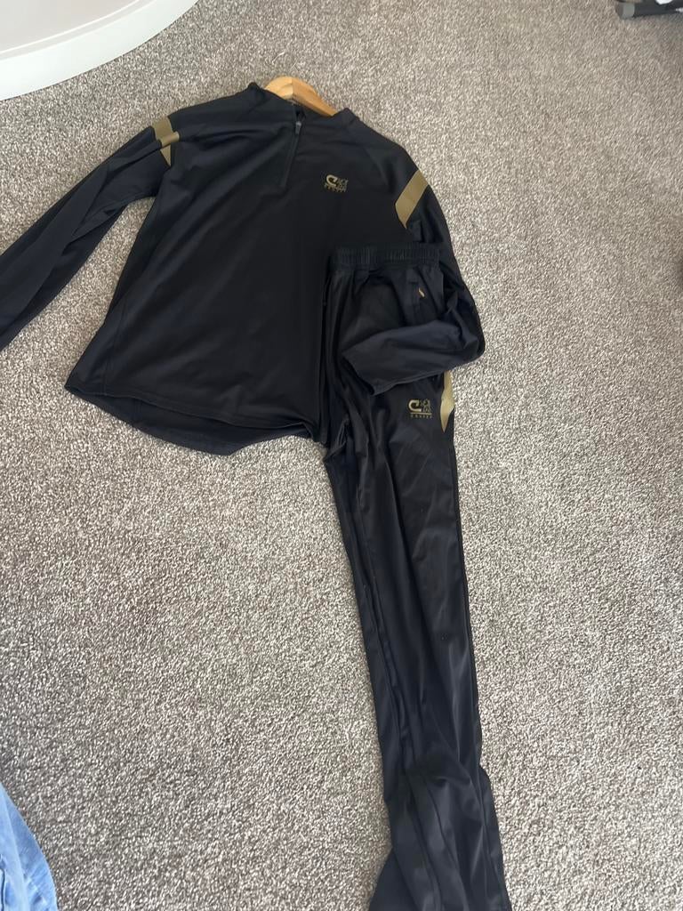 Cruijff Trainingspak Heren Maat S Zwart/Goud, Kleding | Heren, Zwart, Ophalen of Verzenden, Zo goed als nieuw, Algemeen