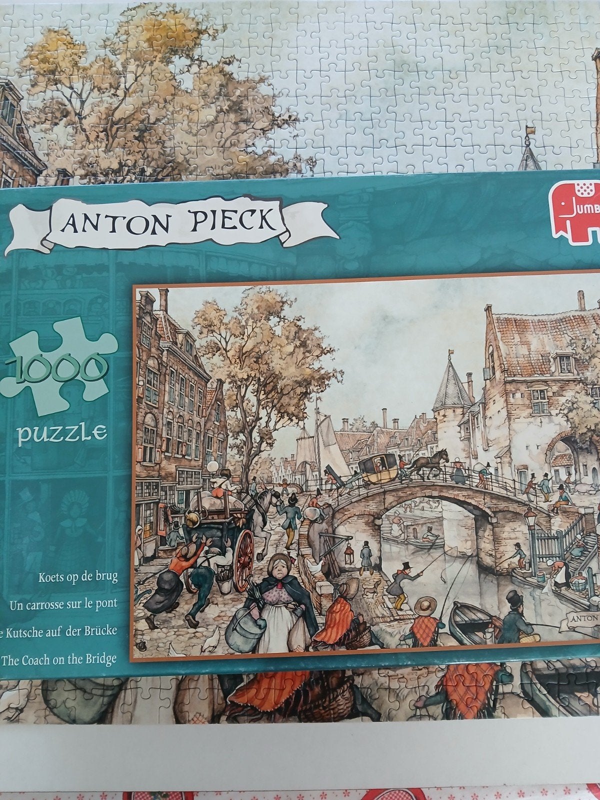 Puzzel Anton Pieck, koets op de brug 1000 stukjes, Hobby en Vrije tijd, Ophalen of Verzenden, 500 t/m 1500 stukjes, Zo goed als nieuw