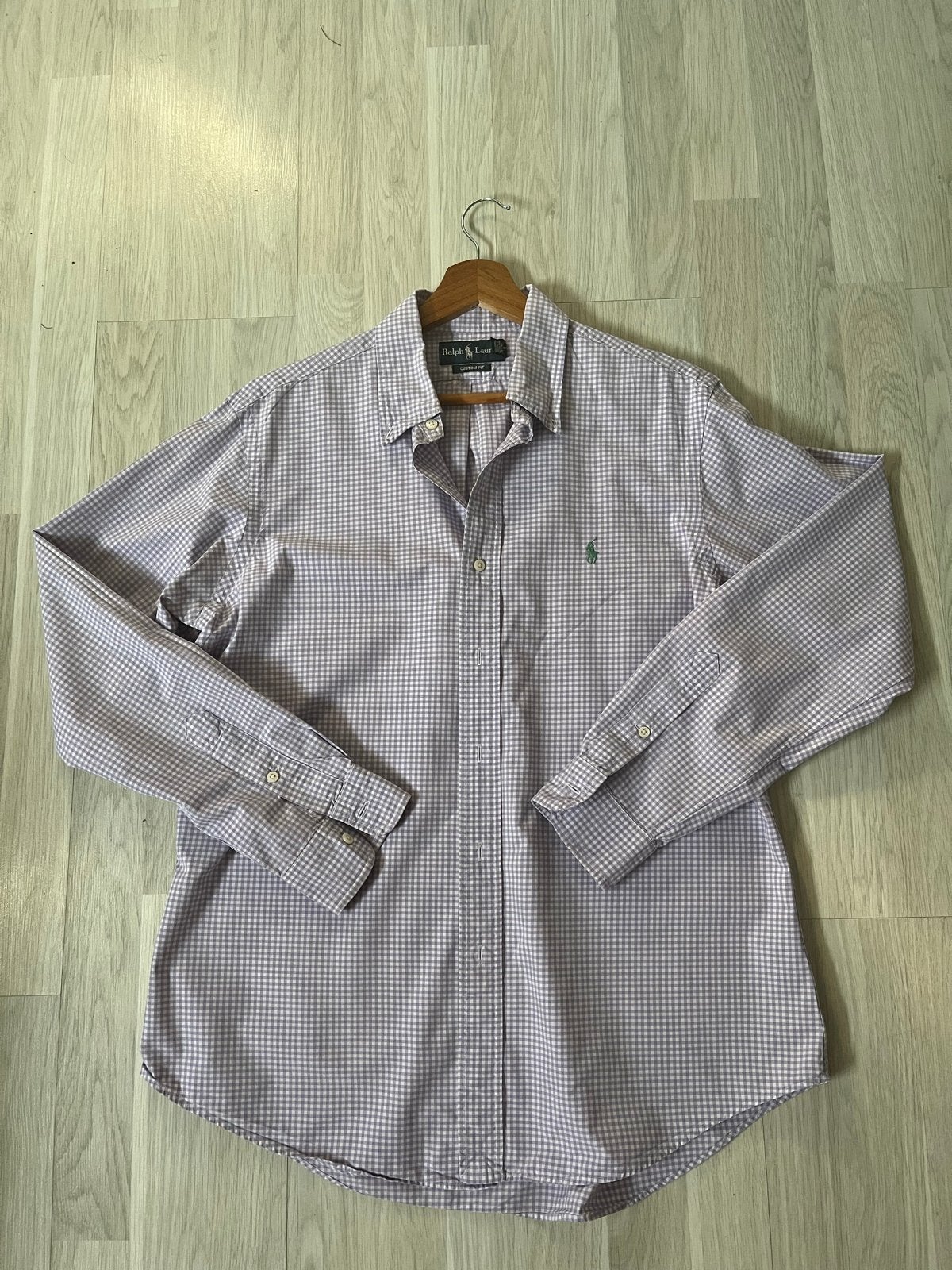 Ralph Lauren Custom Fit Blouse Polo - Lichtpaars Geruit, Ophalen of Verzenden, Gedragen, Paars, Overige halswijdtes