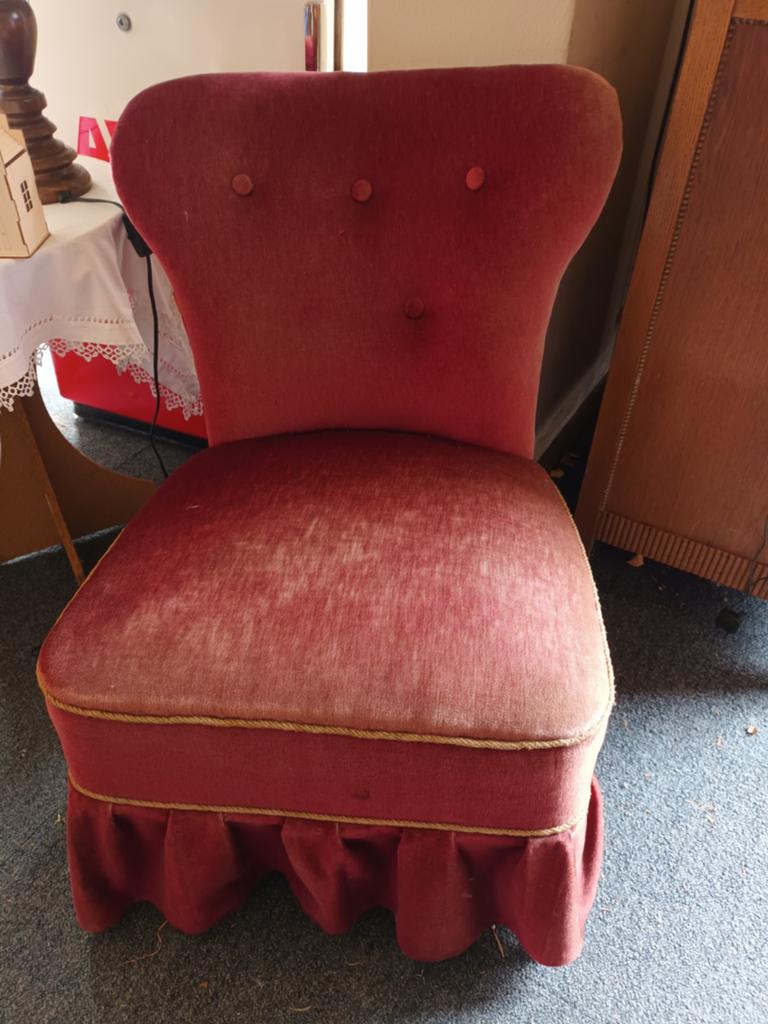 Vintage Cocktail Stoel - Rood Fluweel, Ophalen