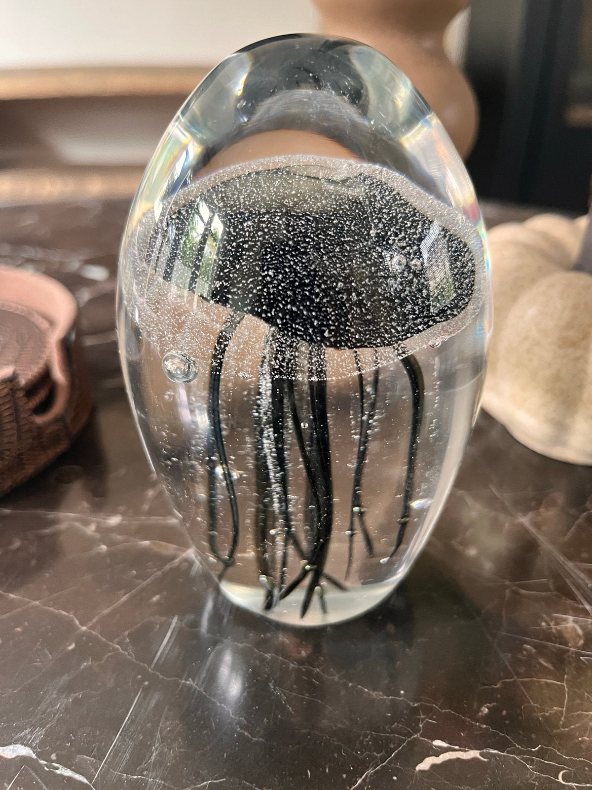 Decoratieve Kwal in Glazen Ei - Uniek Kunstobject, Zwart, Nieuw, Ophalen of Verzenden, Modern