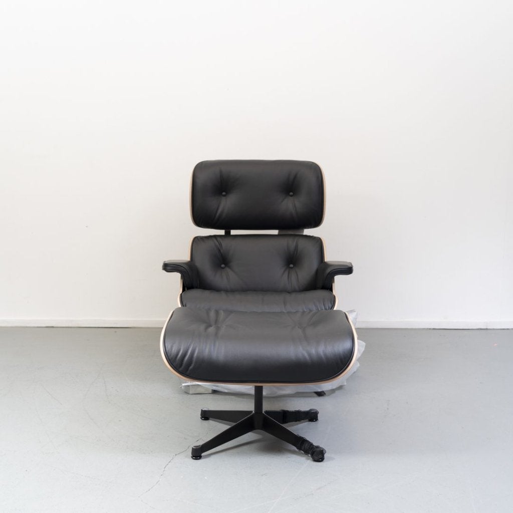 Vitra Lounge Chair Nero Leer/Palissander XL + Hocker, Huis en Inrichting, Fauteuils, Niet ingevuld, Nieuw, Niet ingevuld, Niet ingevuld