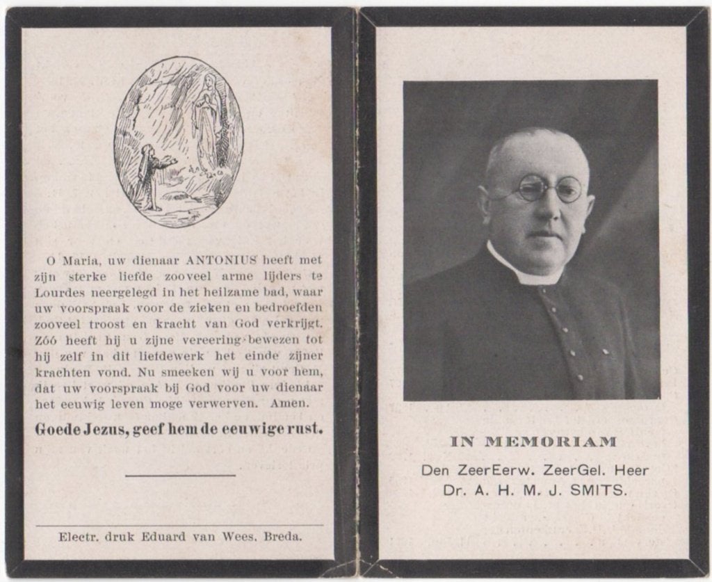 pastoor Antonius Smits 1873 Breda + 1931 Ginneken, 57 jaar, Verzenden