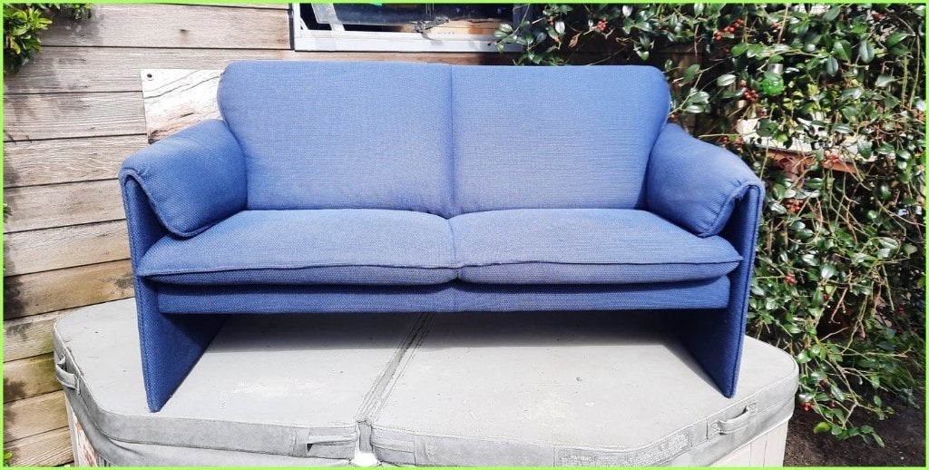 Bora-Bora blauwe designer bank, Gebruikt, Tweepersoons, 75 tot 100 cm, Rechte bank