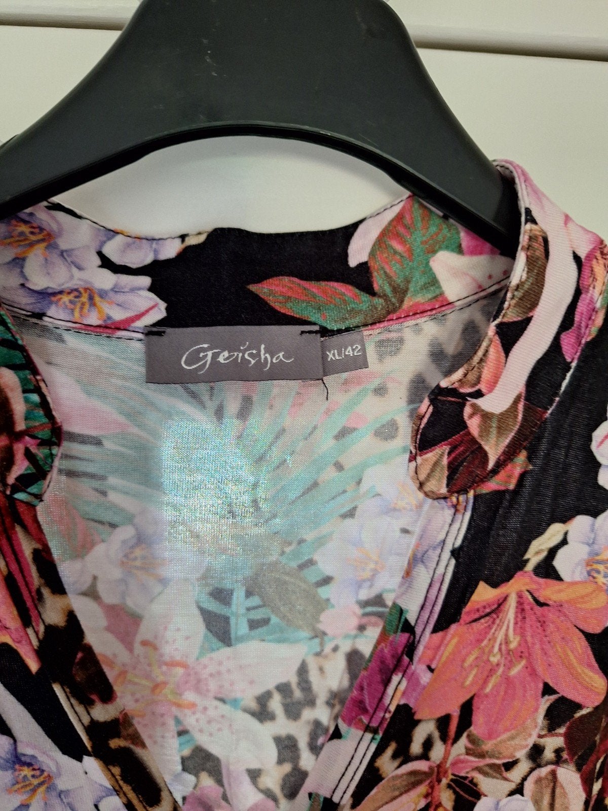 Geisha jumpsuit bloemen/panter en zebra print 42, Kleding | Dames, Ophalen of Verzenden, Gedragen, Maat 42/44 (L), Zwart