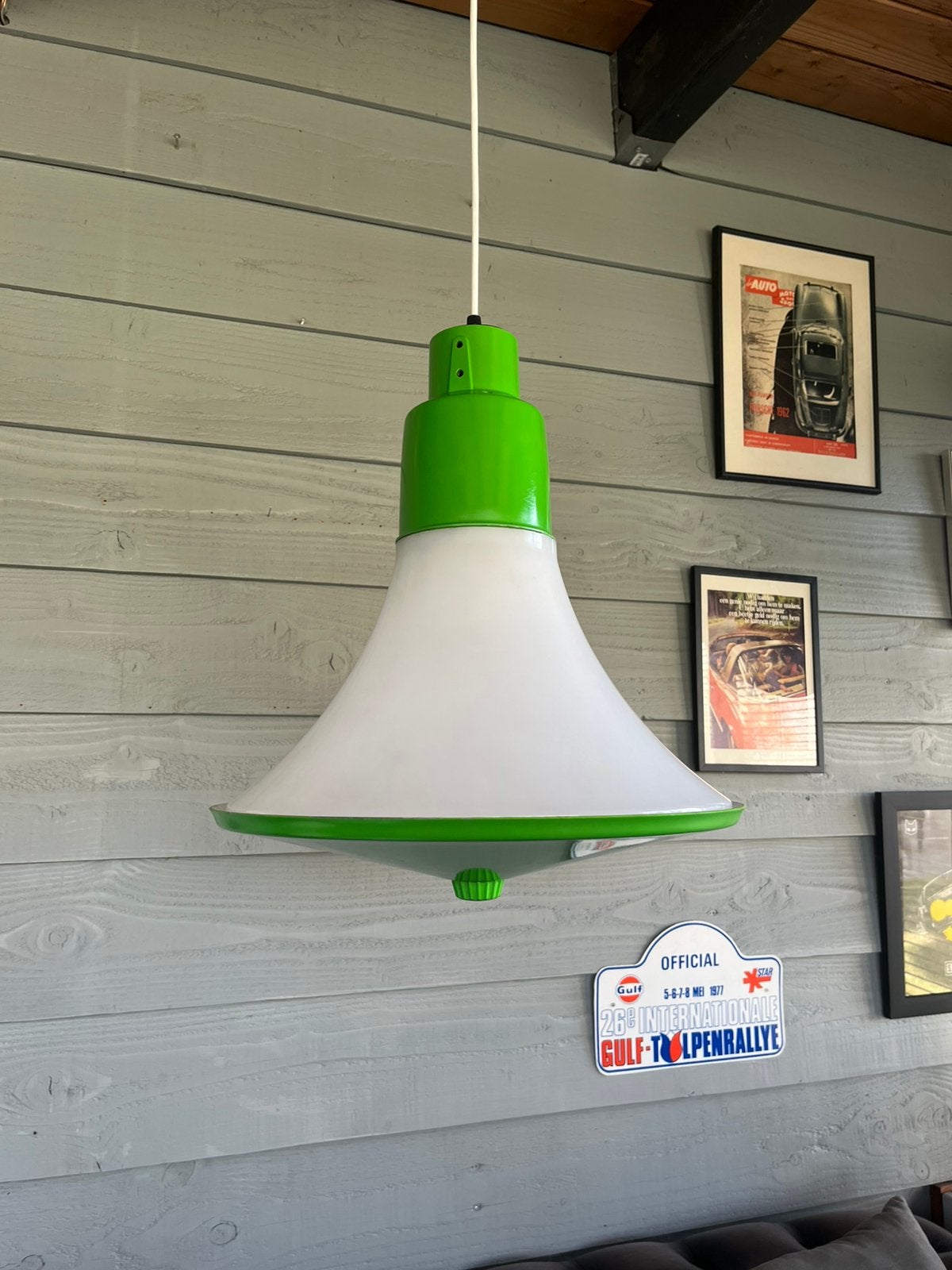 Vintage grote italiaanse space age hanglamp, Gebruikt, Verzenden, E27 (groot), Vintage space age retro jaren 70 italiaans design