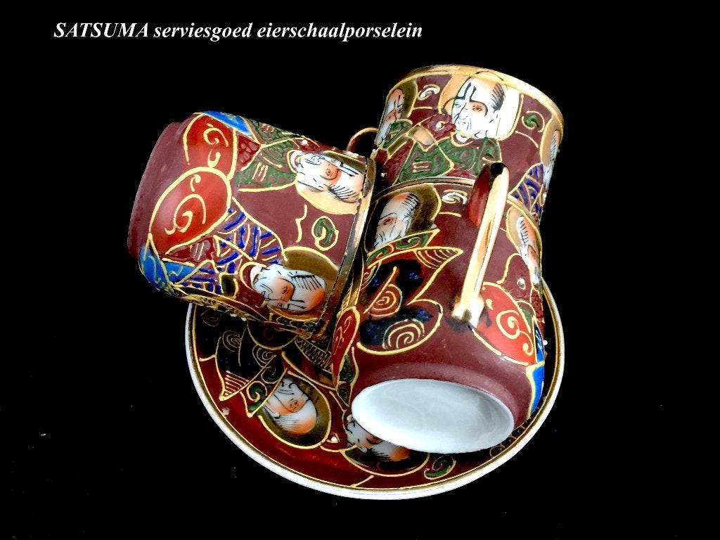 3 Satsuma Kop & Schotels Espresso Watermerk eierschaal Japan, Ophalen