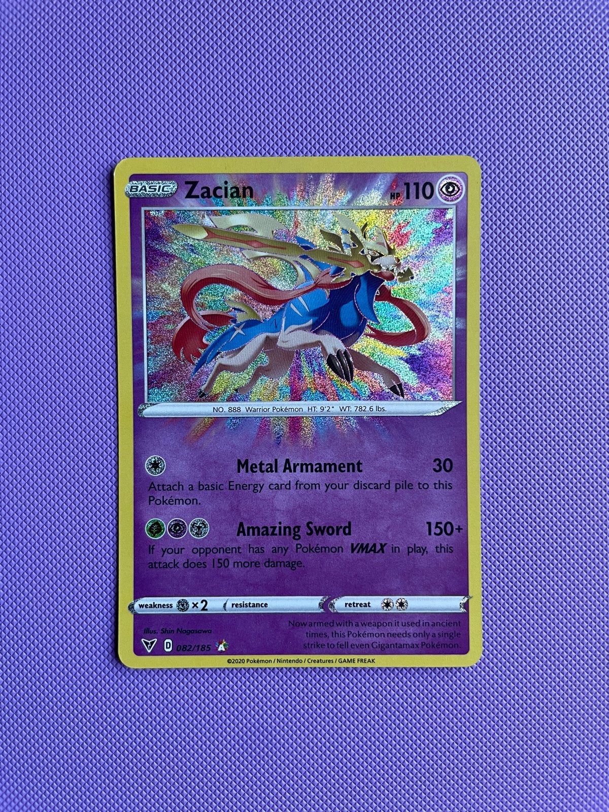 Zacian 082/185 Holo Sword & Shield, Ophalen of Verzenden, Zo goed als nieuw, Losse kaart, Foil