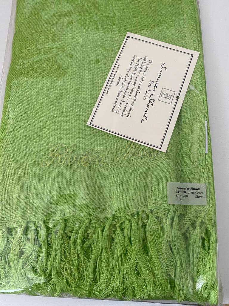 Nieuwe Riviera Maison linnen sjaal - Lime Groen, Ophalen of Verzenden, Zo goed als nieuw, Sjaal