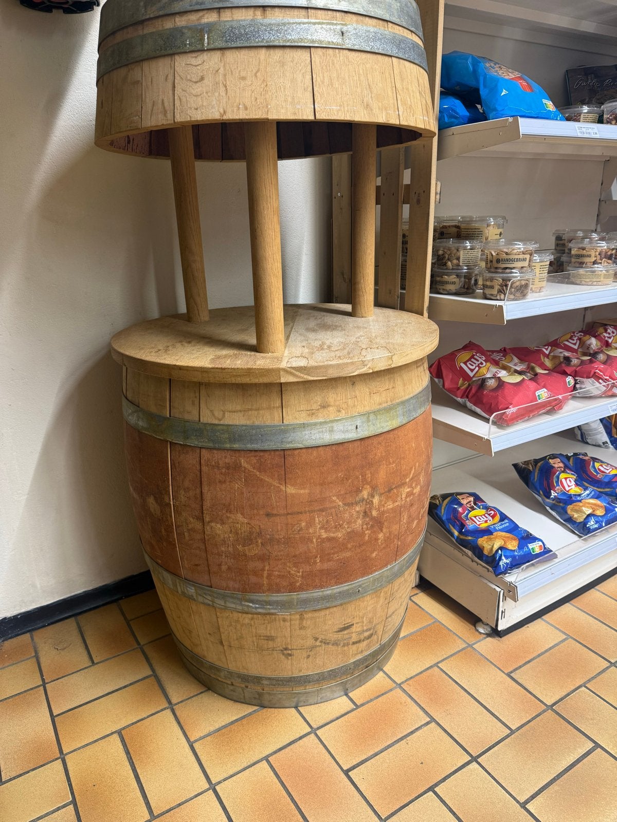 Wijnvat twee verdiepingen - Decoratief en functioneel, Ophalen, Hout, Gebruikt, Landelijk