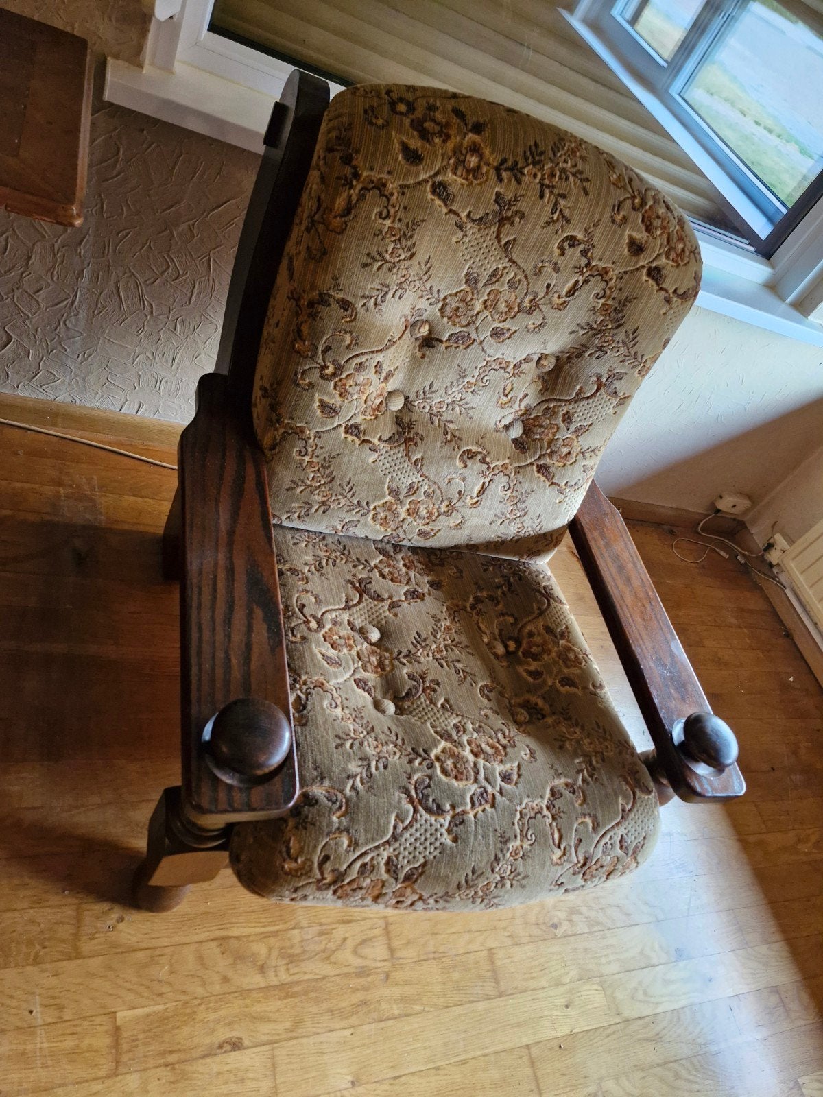Bankstellen eiken met stof 3 delig, Huis en Inrichting, Banken | Bankstellen, Ophalen, Gebruikt, 75 tot 100 cm, Rechte bank