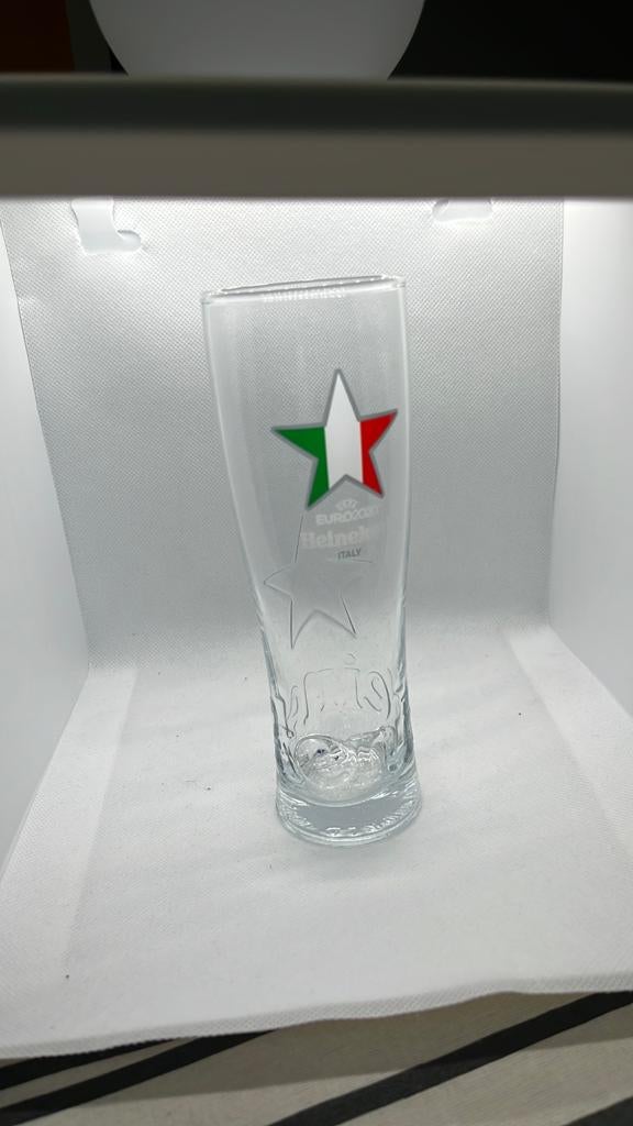 Heineken Bierglas italie EK voetbal 2020, Ophalen of Verzenden, Zo goed als nieuw, Glas of Glazen, Heineken