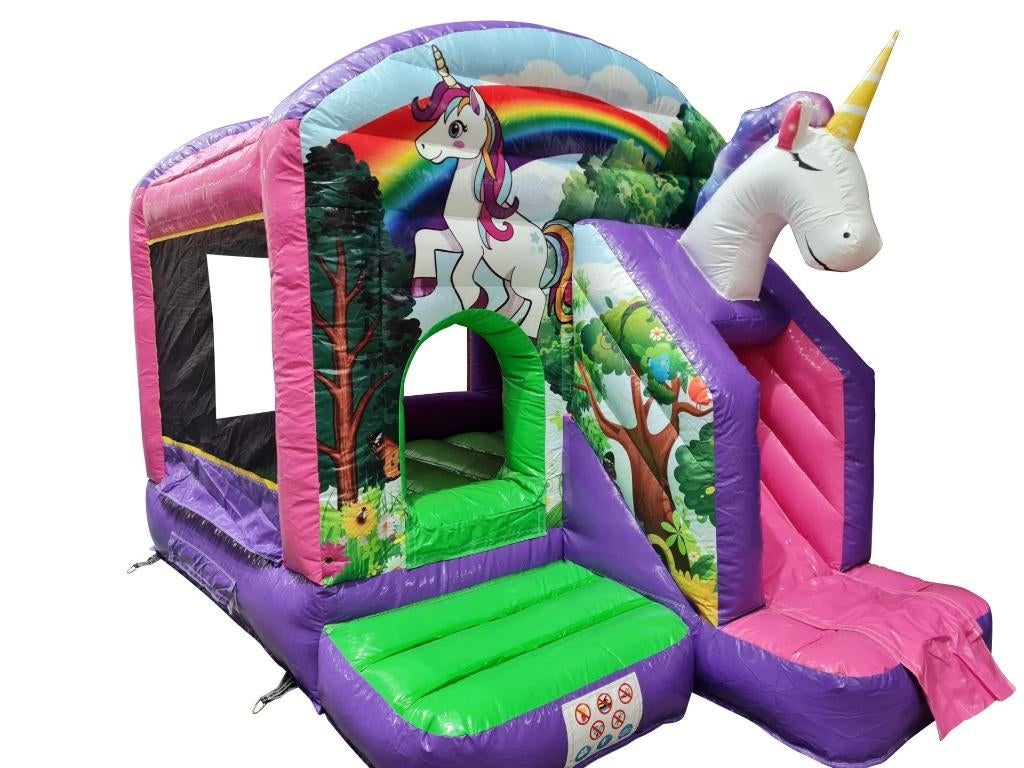 Springkussen unicorn te huur €70,-, Ophalen, Zo goed als nieuw, Overige