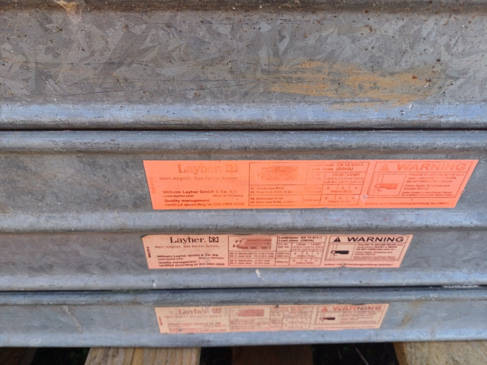 Layher roosters 1570mm lang 320mm breed, Ophalen