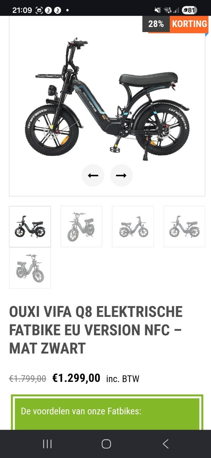 fat-bike VIfa Q8   als nieuw met 221km, Fietsen en Brommers, Ophalen, Zo goed als nieuw, Overige merken