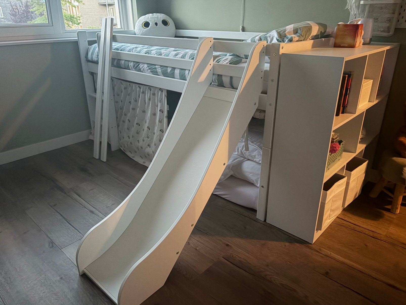 Hoppekids halfhoogslaper 90x200 + GLIJBAAN + kussenset, Ophalen, 90 cm, Eenpersoons, Minder dan 160 cm