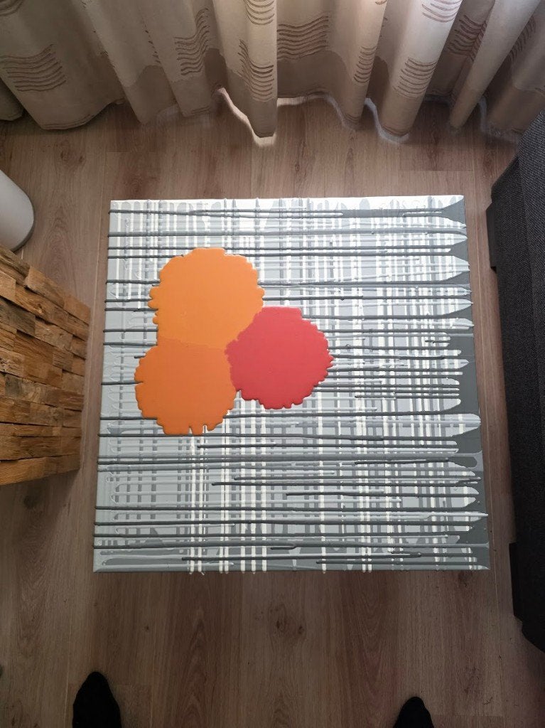 Unieke artistiek bijzettafeltje, Overige materialen, Minder dan 55 cm, Vierkant, Zo goed als nieuw